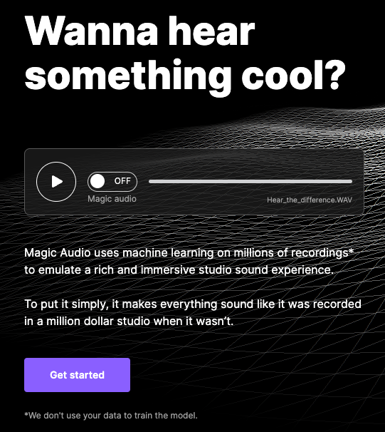 To show the landing page of Magic Audio