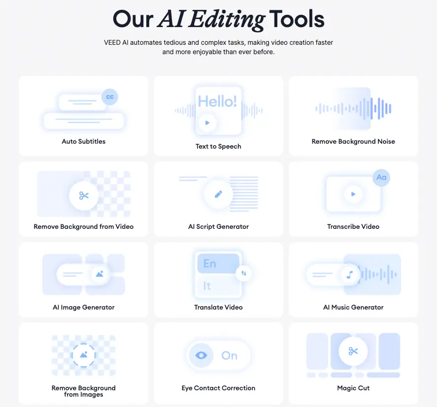 to show Veed's AI capabilities for editing and creating content