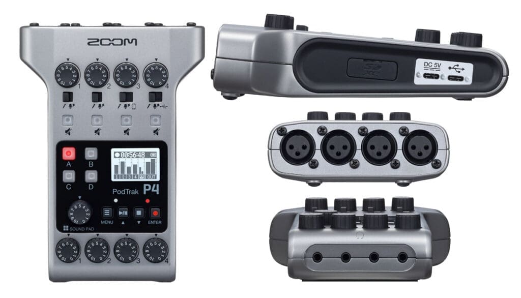 Zoom PodTrak P4 XLR inputs and headphone outputs