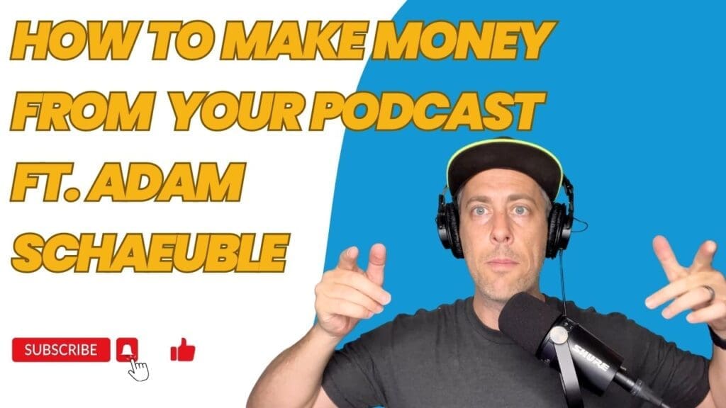 It's the thumbnail for episode 61 of Clipped: How To Make Money From Your Podcast ft. Adam Schaeuble