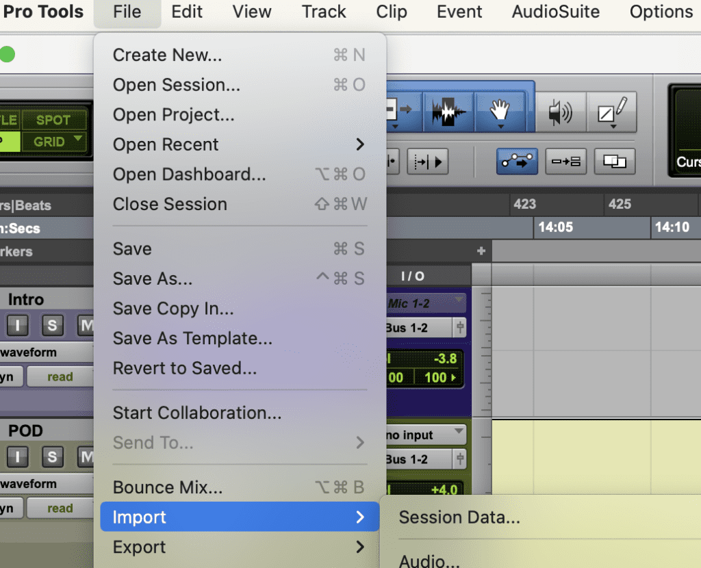 demonstrating how to import audio files into Pro Tools
