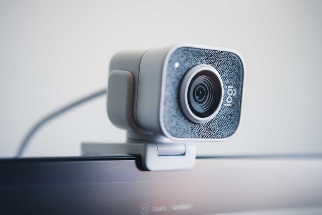 A webcam setup for a podcast