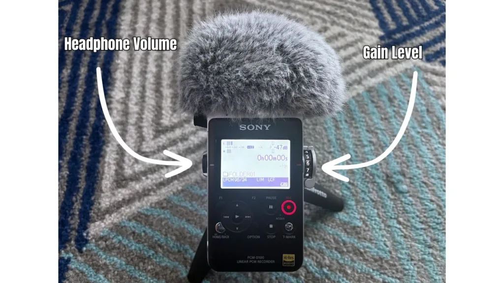 To show gain vs volume on a handheld recorder