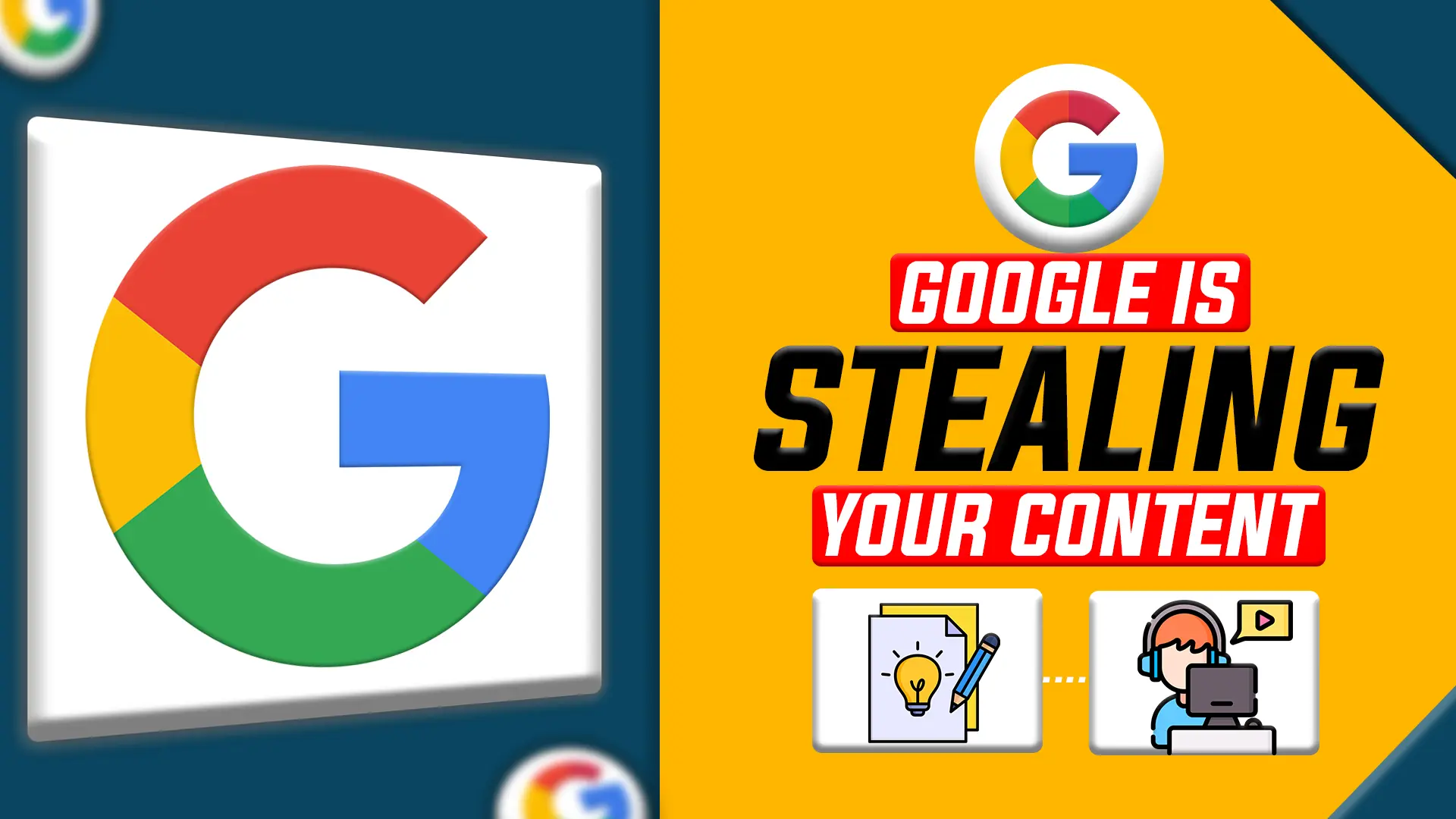 CLIPPED Ep 141 Thumbnail - google is stealing your content the thumbnail for episode 141 of clipped - s Google Stealing Your Content? How AI Overviews Are Killing Organic Reach While YouTube Thrives